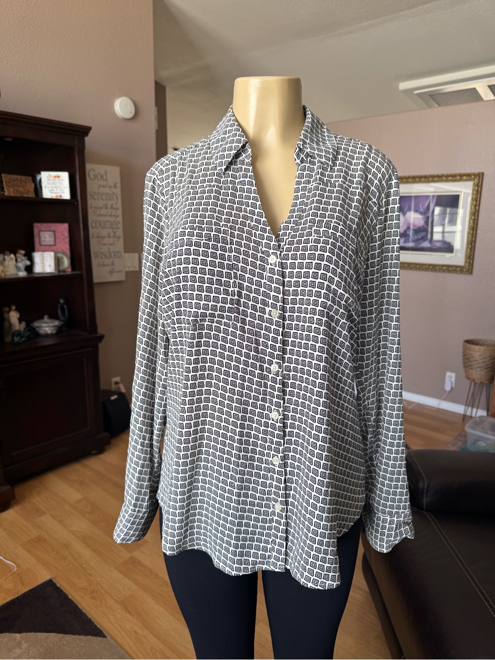 Express Portofino Button-Down Shirt in black & white-size L